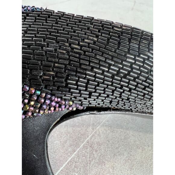 Vintage J.‎ Renee Black Beaded Heels Size 7M 80s Party Retro - Picture 9 of 10